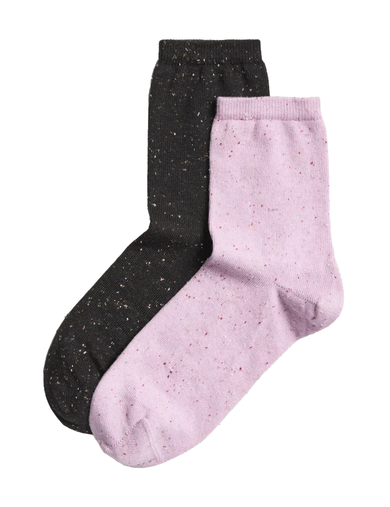 2pk Cotton Rich Ankle High Socks