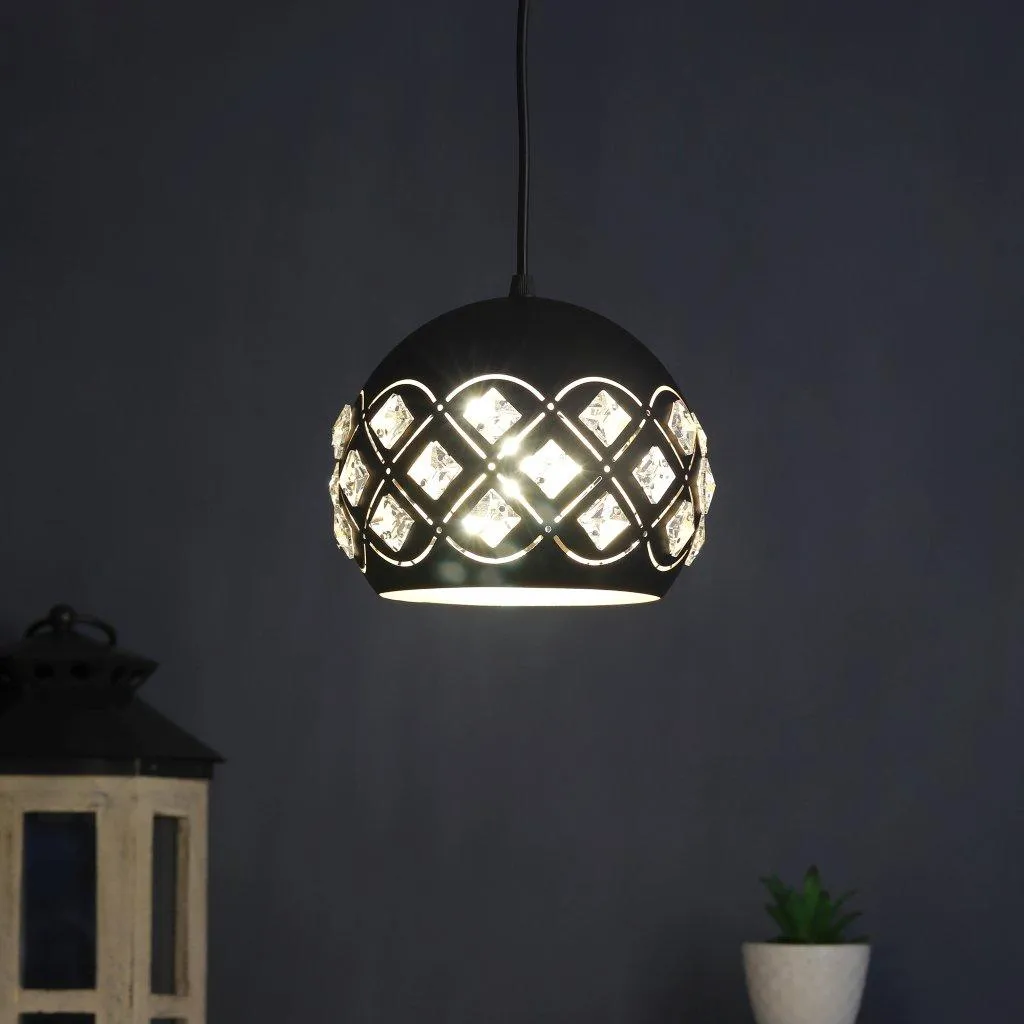Black Metal Hanging Light - M-108-HL-BK-GD - Included Bulb