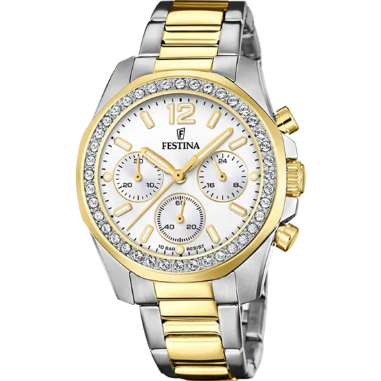 Festina Boyfriend Stainless Steel Chronograph Ladies Watch I Model F20607/1 Quartz Movement