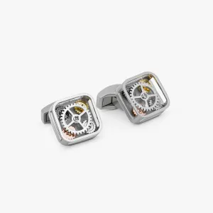 Grey Palladium Plated Quattro Gear Cufflinks