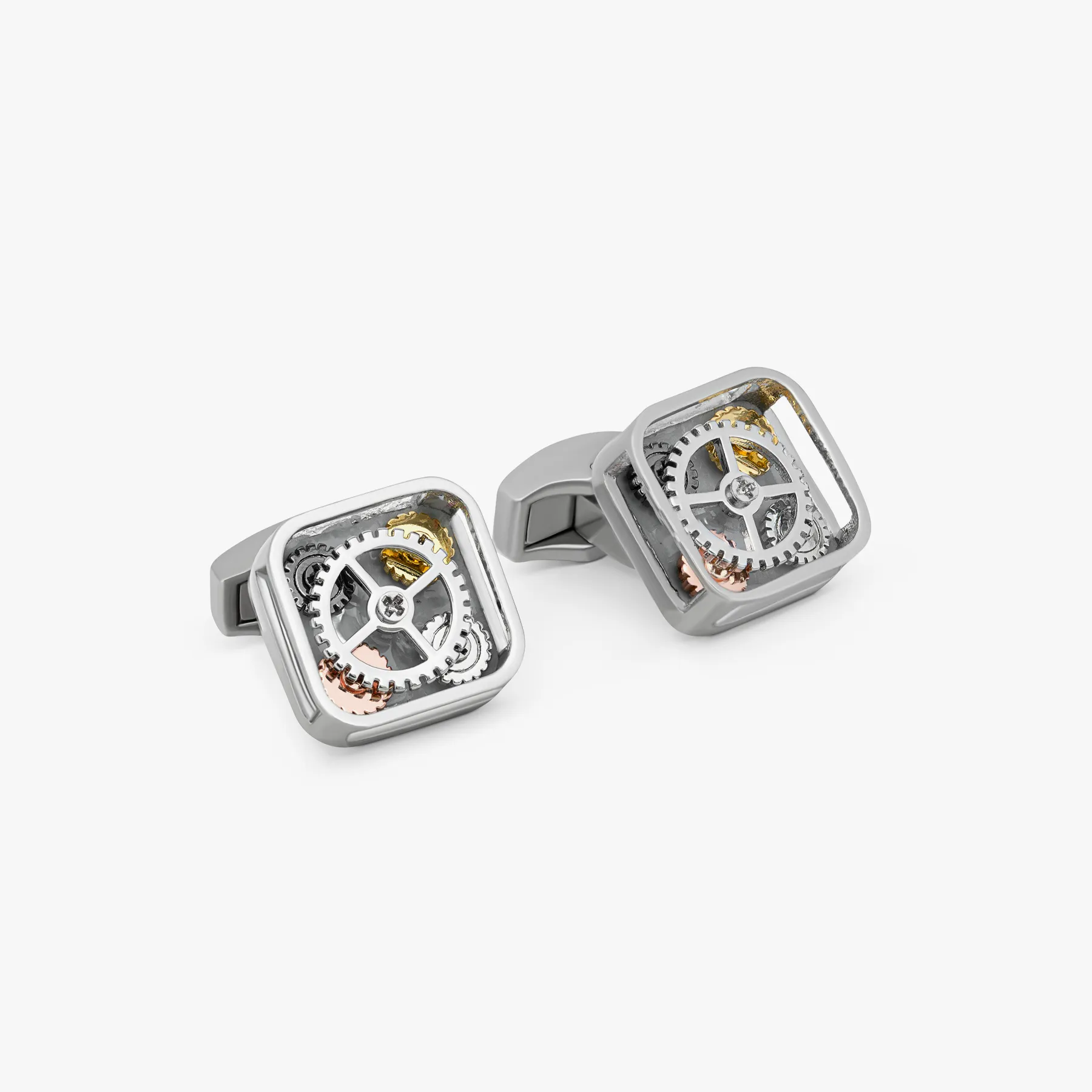 Grey Palladium Plated Quattro Gear Cufflinks