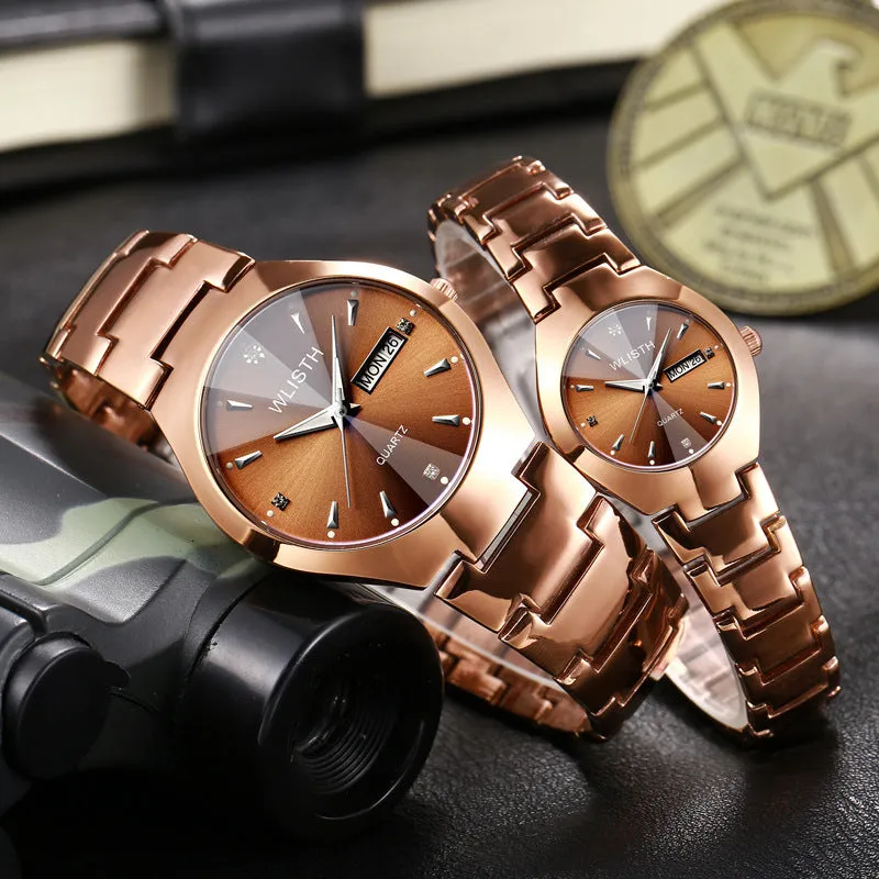 Luminous Steel Band Couple Student Watch