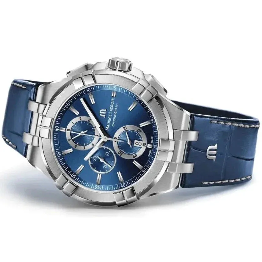 Maurice Lacroix Men's Blue Aikon Chrono Watch AI1018-SS001-430-1