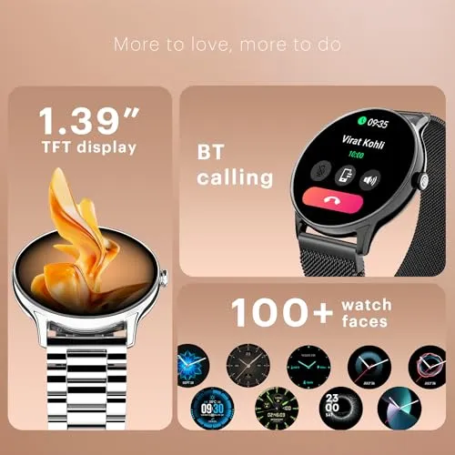 Noise Twist Go Round dial Smartwatch with BT Calling, 1.39" Display, Metal Build, 100  Watch Faces, IP68, Sleep Tracking, 100  Sports Modes, 24/7 Heart Rate Monitoring (Elite Black)
