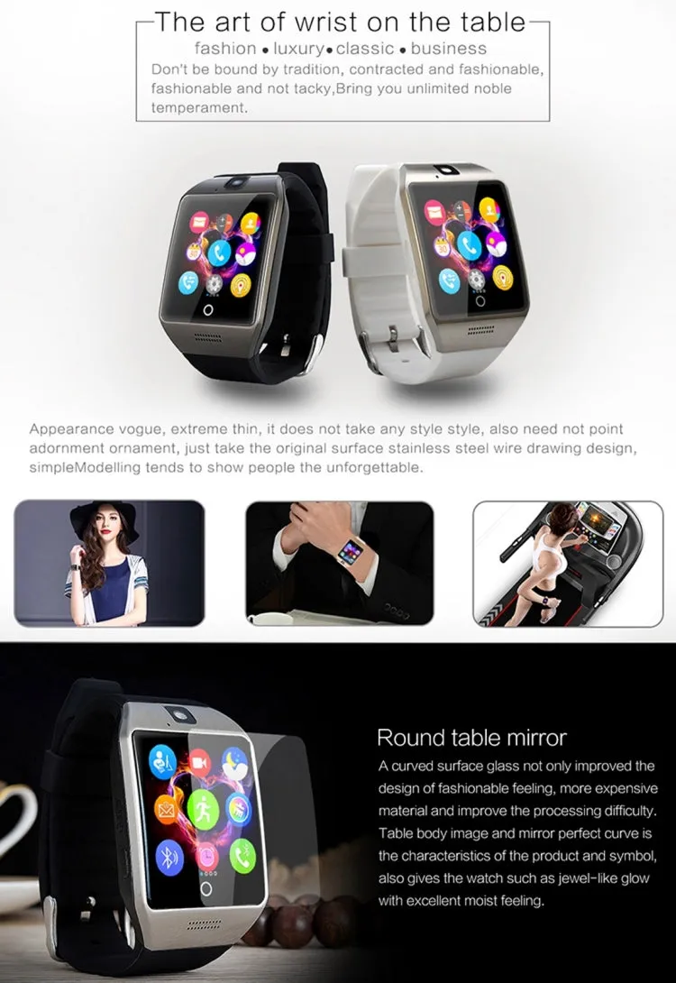 Q18S 1.54 inch IPS Screen MTK6260A Bluetooth 3.0 Smart Watch Phone, Pedometer / Sedentary Reminder / Sleeping Monitor  / Anti-Loss / Remote Camera / GSM / 0.3M Camera (White   Gold)