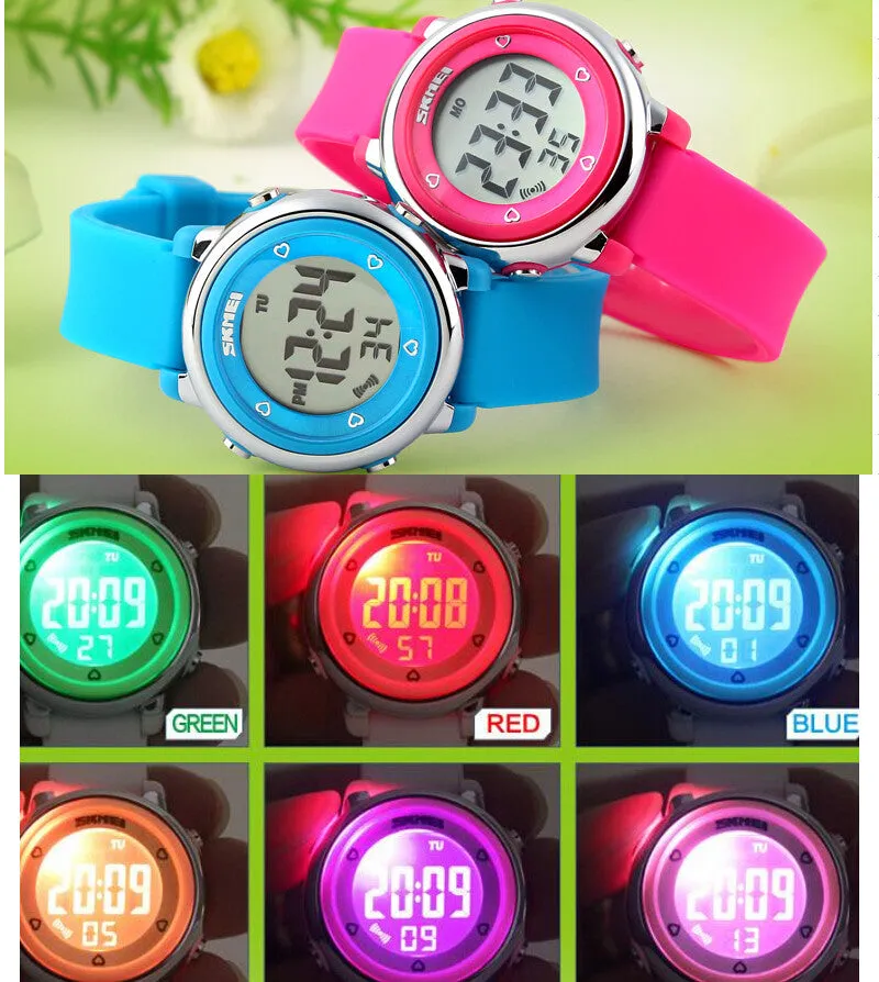 SKMEI Children watch LED Digital Sports Relojes Mujer Boys girls fashion Kids Cartoon Jelly Waterproof Relogio Feminino