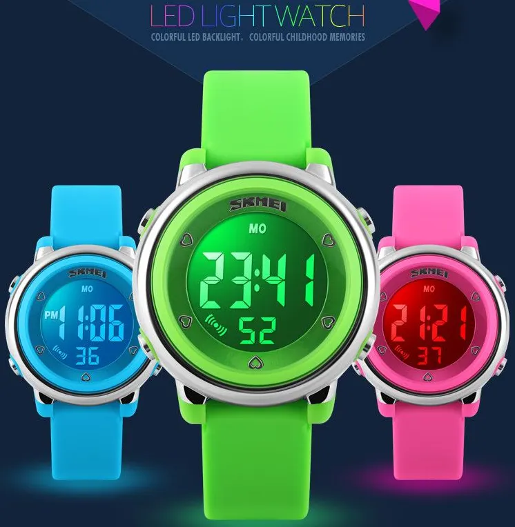 SKMEI Children watch LED Digital Sports Relojes Mujer Boys girls fashion Kids Cartoon Jelly Waterproof Relogio Feminino