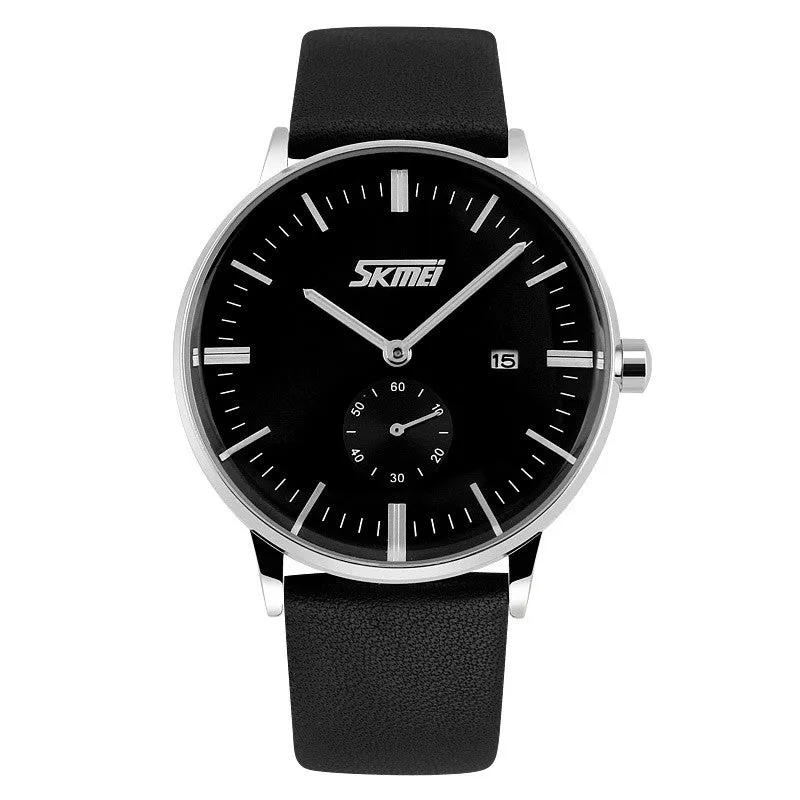 SKMEI New Style Genuine Leather Band Analog Display Date Men's Quartz Watch Casual Watch Men Wristwatches relogio masculino