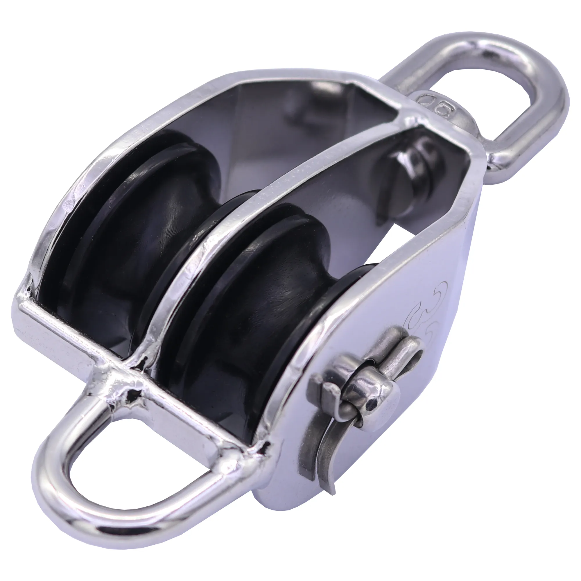 Type 304 Stainless Steel Eye End Twin Swivel Block with Nylon Sheave